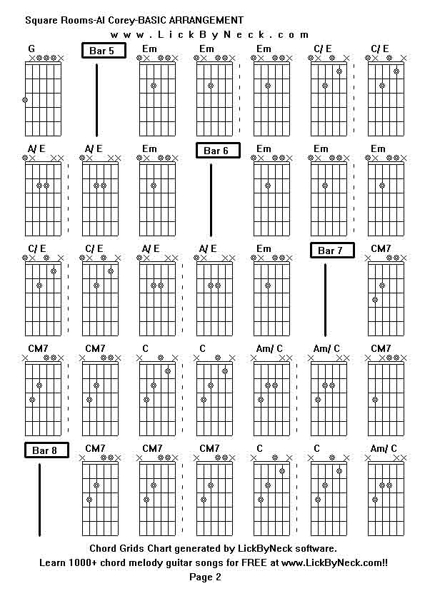 Chord Grids Chart of chord melody fingerstyle guitar song-Square Rooms-Al Corey-BASIC ARRANGEMENT,generated by LickByNeck software.